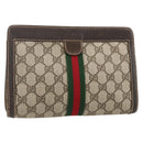 GUCCI GG Supreme Web Sherry Line Bag PVC Beige Red 41 014 2125 23 Auth 175283-1