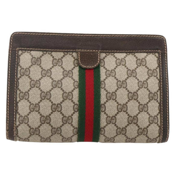 GUCCI GG Supreme Web Sherry Line Bag PVC Beige Red 41 014 2125 23 Auth 175283