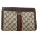GUCCI GG Supreme Web Sherry Line Bag PVC Beige Red 41 014 2125 23 Auth 175283-3