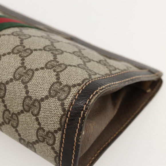 GUCCI GG Supreme Web Sherry Line Bag PVC Beige Red 41 014 2125 23 Auth 175283