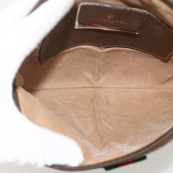 GUCCI GG Supreme Web Sherry Line Bag PVC Beige Gold 904 02 047 Auth 175285