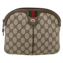 GUCCI GG Supreme Web Sherry Line Bag PVC Beige Gold 904 02 047 Auth 175285-13