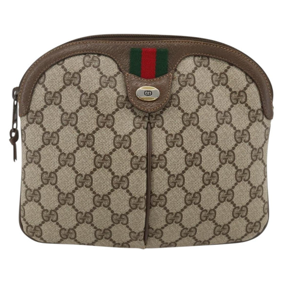 GUCCI GG Supreme Web Sherry Line Bag PVC Beige Gold 904 02 047 Auth 175285