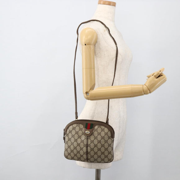 GUCCI GG Supreme Web Sherry Line Bag PVC Beige Gold 904 02 047 Auth 175285