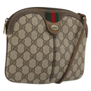 GUCCI GG Supreme Web Sherry Line Bag PVC Beige Gold 904 02 047 Auth 175286-1