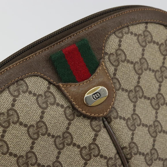 GUCCI GG Supreme Web Sherry Line Bag PVC Beige Gold 904 02 047 Auth 175286