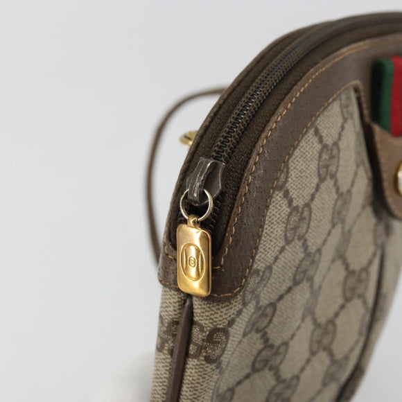 GUCCI GG Supreme Web Sherry Line Bag PVC Beige Gold 904 02 047 Auth 175286
