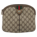 GUCCI GG Supreme Web Sherry Line Bag PVC Beige Gold 904 02 047 Auth 175286-13