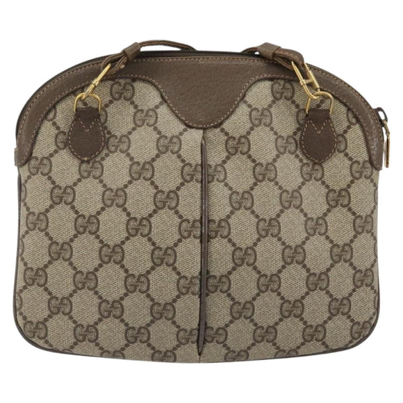 GUCCI GG Supreme Web Sherry Line Bag PVC Beige Gold 904 02 047 Auth 175286