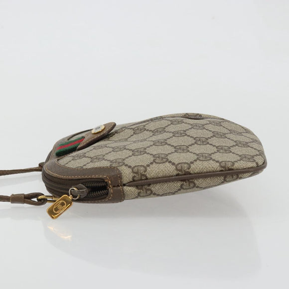 GUCCI GG Supreme Web Sherry Line Bag PVC Beige Gold 904 02 047 Auth 175286