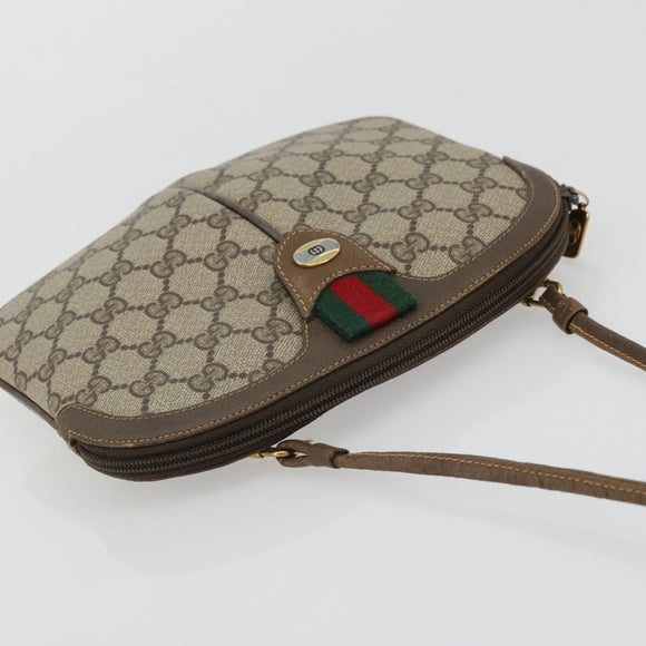 GUCCI GG Supreme Web Sherry Line Bag PVC Beige Gold 904 02 047 Auth 175286
