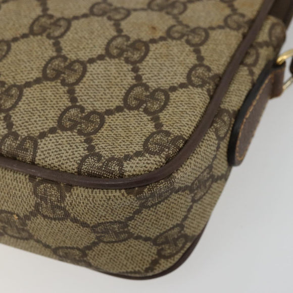 GUCCI GG Supreme Shoulder Bag PVC Beige Gold Auth 175287