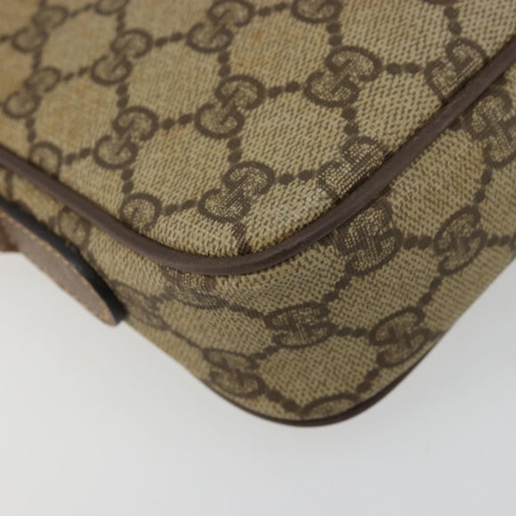 GUCCI GG Supreme Shoulder Bag PVC Beige Gold Auth 175287