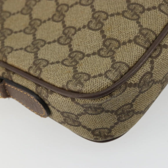 GUCCI GG Supreme Shoulder Bag PVC Beige Gold Auth 175287