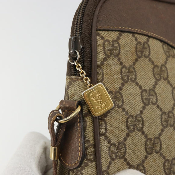 GUCCI GG Supreme Shoulder Bag PVC Beige Gold Auth 175287