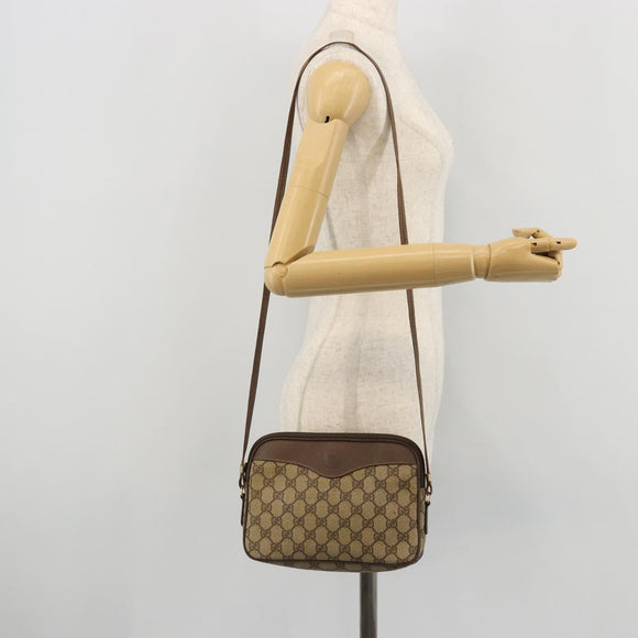 GUCCI GG Supreme Shoulder Bag PVC Beige Gold Auth 175287