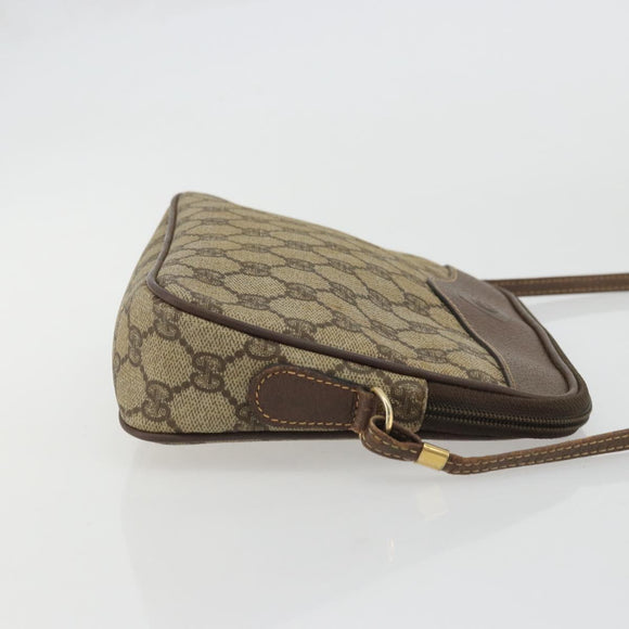 GUCCI GG Supreme Shoulder Bag PVC Beige Gold Auth 175287