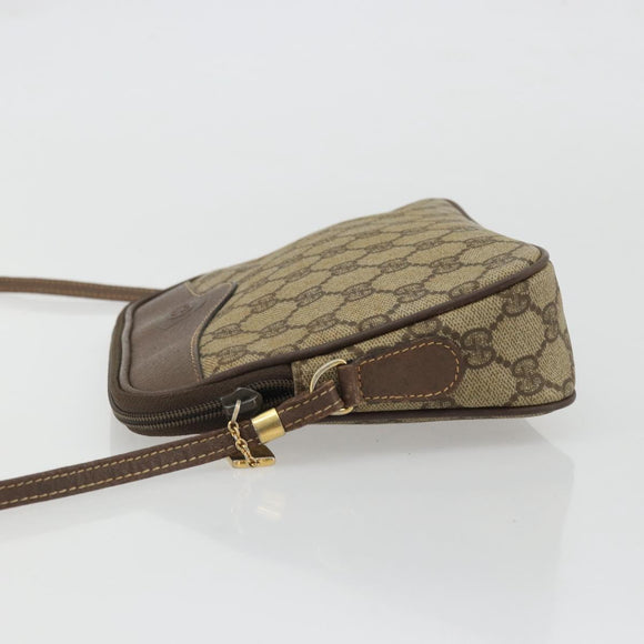 GUCCI GG Supreme Shoulder Bag PVC Beige Gold Auth 175287