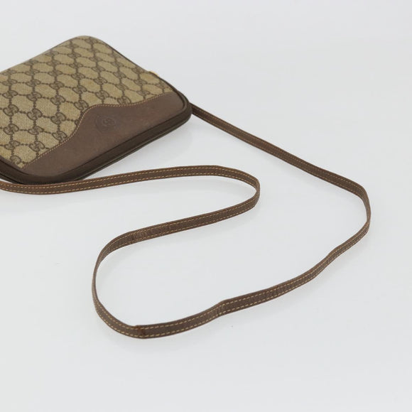 GUCCI GG Supreme Shoulder Bag PVC Beige Gold Auth 175287