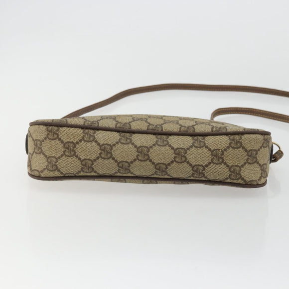 GUCCI GG Supreme Shoulder Bag PVC Beige Gold Auth 175287