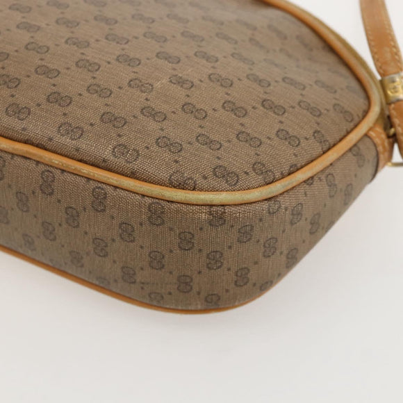 GUCCI Micro GG Supreme Shoulder Bag PVC Beige Gold Auth 175289