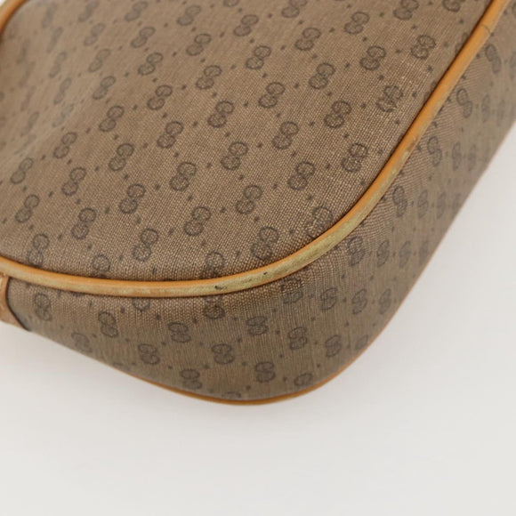 GUCCI Micro GG Supreme Shoulder Bag PVC Beige Gold Auth 175289