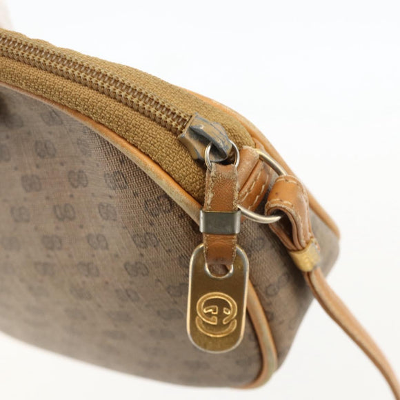 GUCCI Micro GG Supreme Shoulder Bag PVC Beige Gold Auth 175289