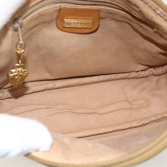 GUCCI Micro GG Supreme Shoulder Bag PVC Beige Gold Auth 175289