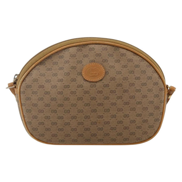 GUCCI Micro GG Supreme Shoulder Bag PVC Beige Gold Auth 175289