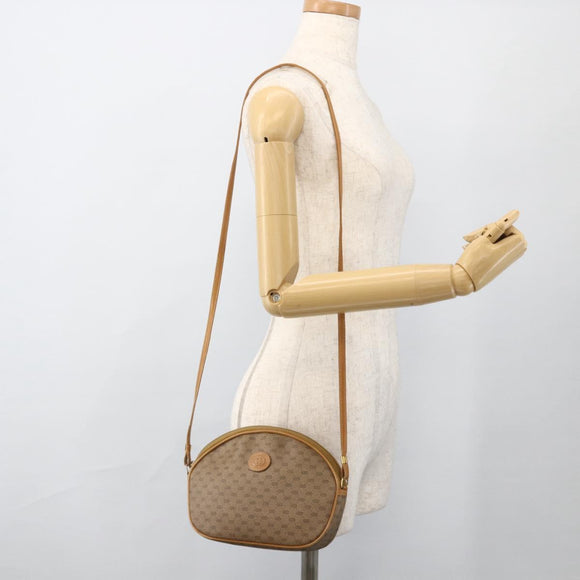 GUCCI Micro GG Supreme Shoulder Bag PVC Beige Gold Auth 175289