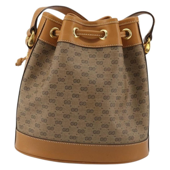 GUCCI Micro GG Supreme Purse Shoulder Bag PVC Beige Gold 007 86 0044 Auth 175290