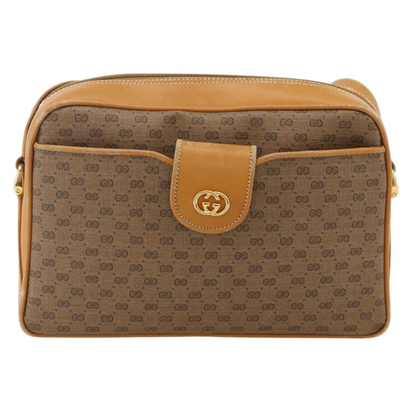 GUCCI Micro GG Supreme Shoulder Bag PVC Beige Gold 001 098 1244 Auth 175291