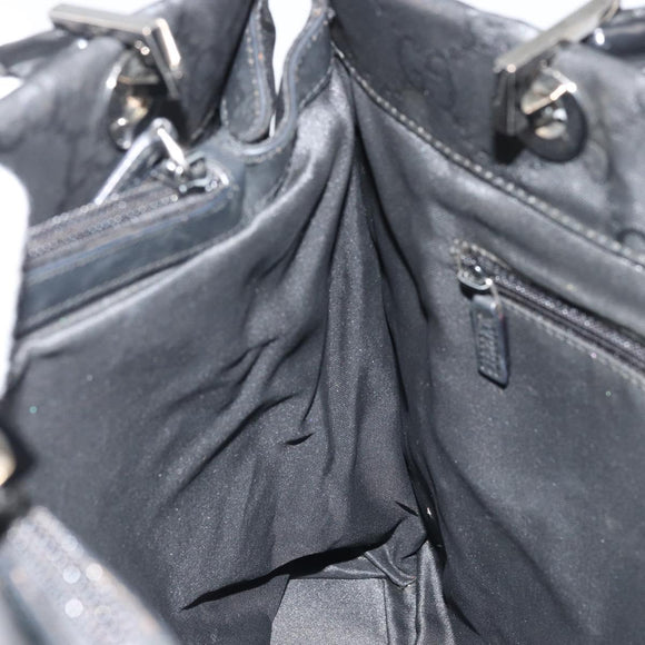 GUCCI GG Canvas Bamboo Tote Bag Black Silver 002 1010 2404 Auth 175294