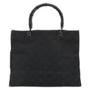 GUCCI GG Canvas Bamboo Tote Bag Black Silver 002 1010 2404 Auth 175294-13