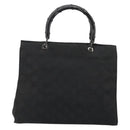 GUCCI GG Canvas Bamboo Tote Bag Black Silver 002 1010 2404 Auth 175294-2