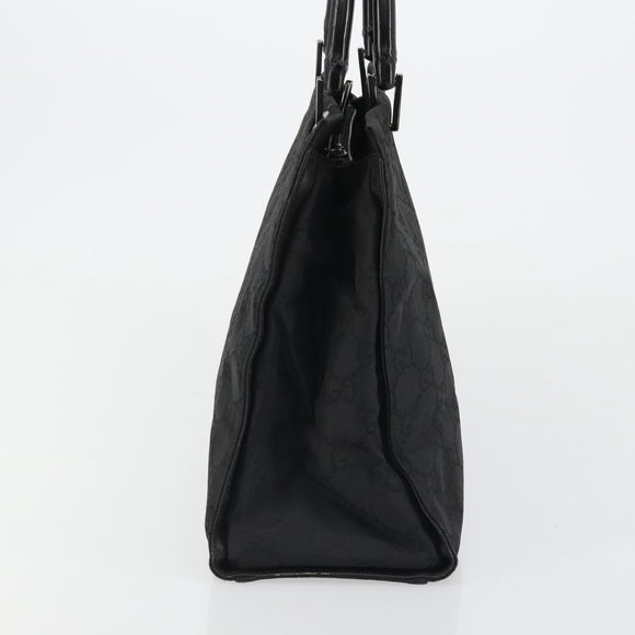 GUCCI GG Canvas Bamboo Tote Bag Black Silver 002 1010 2404 Auth 175294