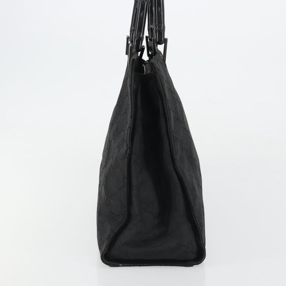 GUCCI GG Canvas Bamboo Tote Bag Black Silver 002 1010 2404 Auth 175294