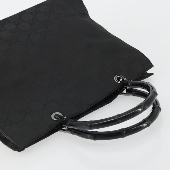 GUCCI GG Canvas Bamboo Tote Bag Black Silver 002 1010 2404 Auth 175294