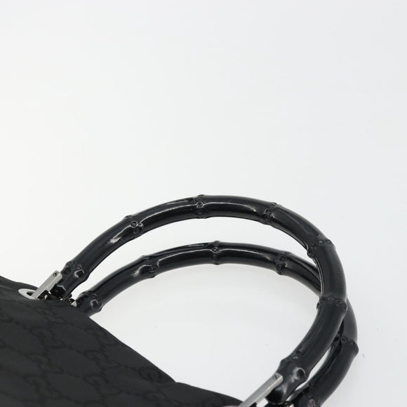 GUCCI GG Canvas Bamboo Tote Bag Black Silver 002 1010 2404 Auth 175294