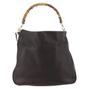 GUCCI Bamboo Shoulder Bag Leather 2way Brown Gold 001 0166 1577 Auth 175295-13