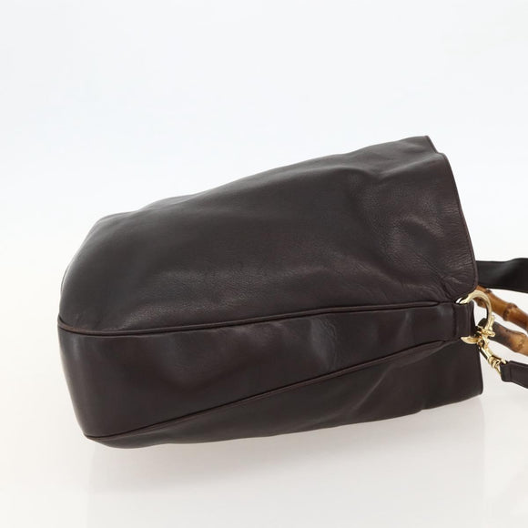 GUCCI Bamboo Shoulder Bag Leather 2way Brown Gold 001 0166 1577 Auth 175295