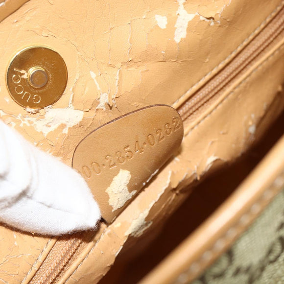 GUCCI GG Canvas Hand Bag Beige Gold 000 2854 0282 Auth 175296