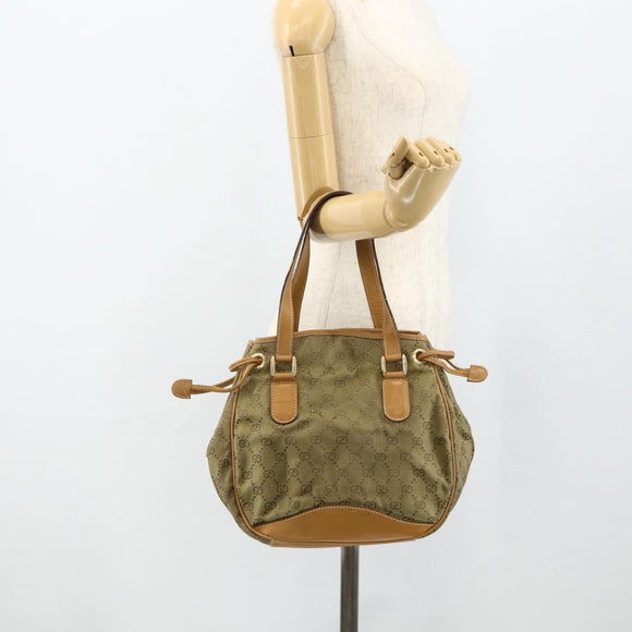 GUCCI GG Canvas Hand Bag Beige Gold 000 2854 0282 Auth 175296