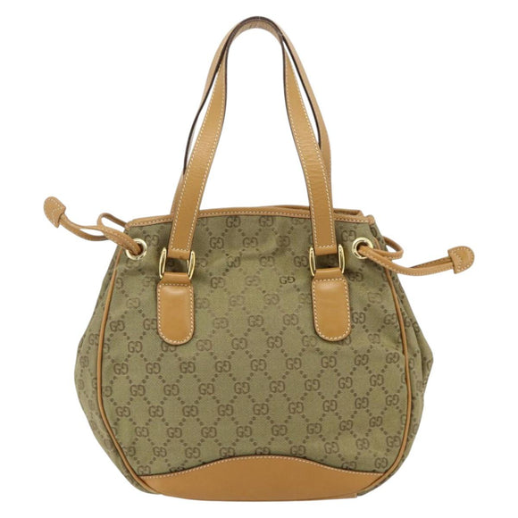 GUCCI GG Canvas Hand Bag Beige Gold 000 2854 0282 Auth 175296