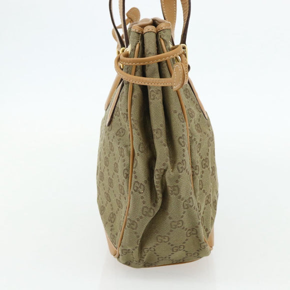 GUCCI GG Canvas Hand Bag Beige Gold 000 2854 0282 Auth 175296