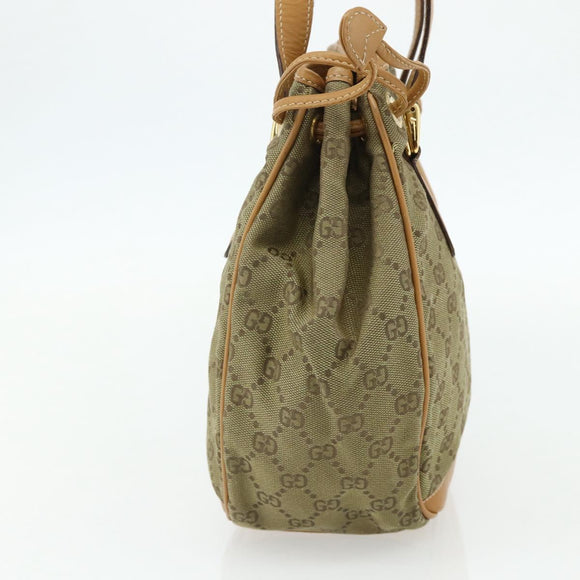 GUCCI GG Canvas Hand Bag Beige Gold 000 2854 0282 Auth 175296