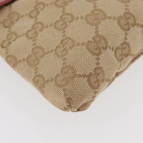 GUCCI GG Canvas Sherry Line Waist bag Beige Silver pink 28566 Auth 175298