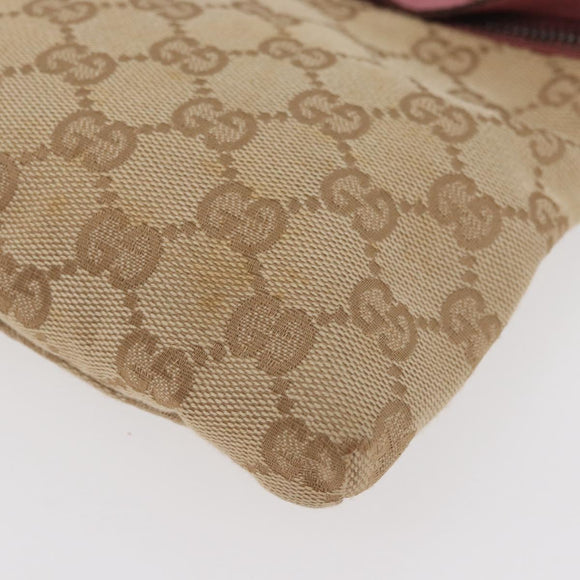 GUCCI GG Canvas Sherry Line Waist bag Beige Silver pink 28566 Auth 175298
