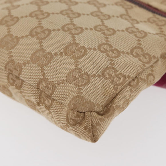 GUCCI GG Canvas Sherry Line Waist bag Beige Silver pink 28566 Auth 175298