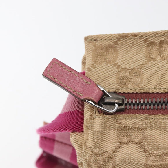 GUCCI GG Canvas Sherry Line Waist bag Beige Silver pink 28566 Auth 175298